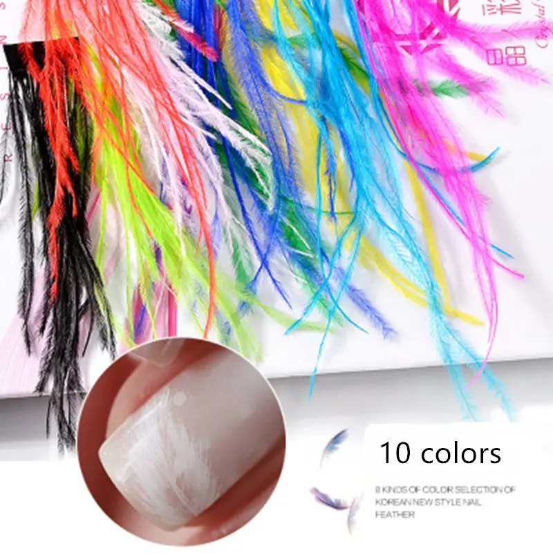 Y-XLWN Nail ornament Autumn and winter nail art jewelry DIY earrings true feather color 10 colors stickers | Красота и здоровье
