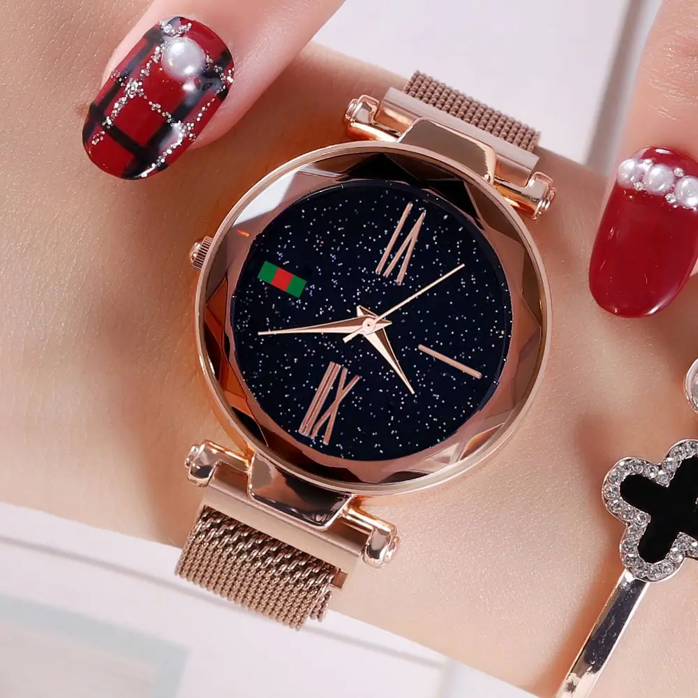 Модные женские часы 2019 хит продаж Звездные SkyClock роскошный розовый золотой