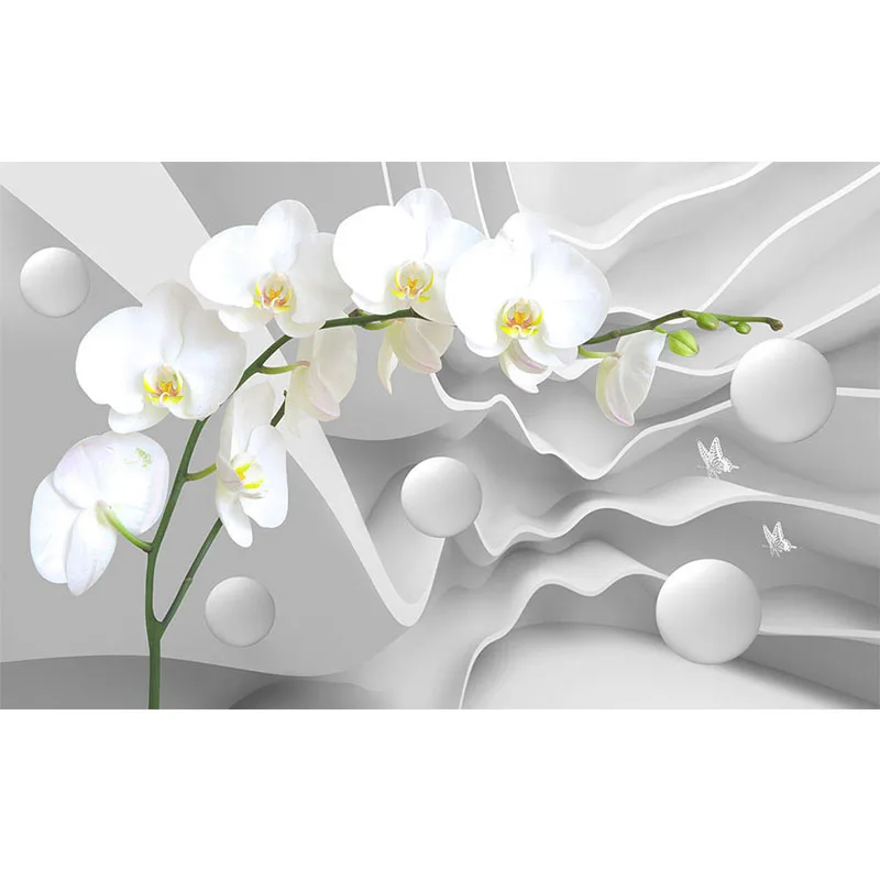 3D обои с объемным изображением бабочки и орхидеи персональные рельефные