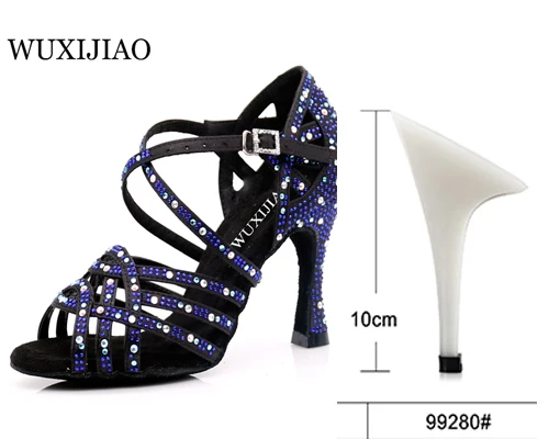 heel 10cm WUXIJIAO, Женская Обувь для бальных танцев, сальса, Латинская танцевальная обувь, квадратная танцевальная обувь, Самба, танго, туфли для вальса, женская мода - Цвет: heel 10cm