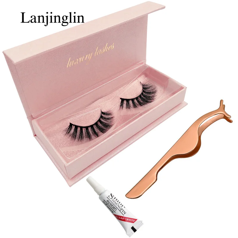 62P KIT LANJINGLIN Длинные Накладные ресницы натуральный макияж 3d норковые ресницы Толстые Накладные ресницы полоска норковых ресниц макияж ресниц - Цвет: 62P KIT