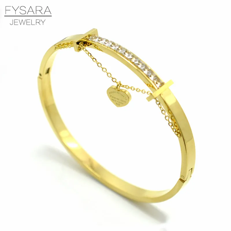 FYSARA роскошный бренд Forever Lover Letter Heart Tag браслеты Row Square Браслет с кристаллами