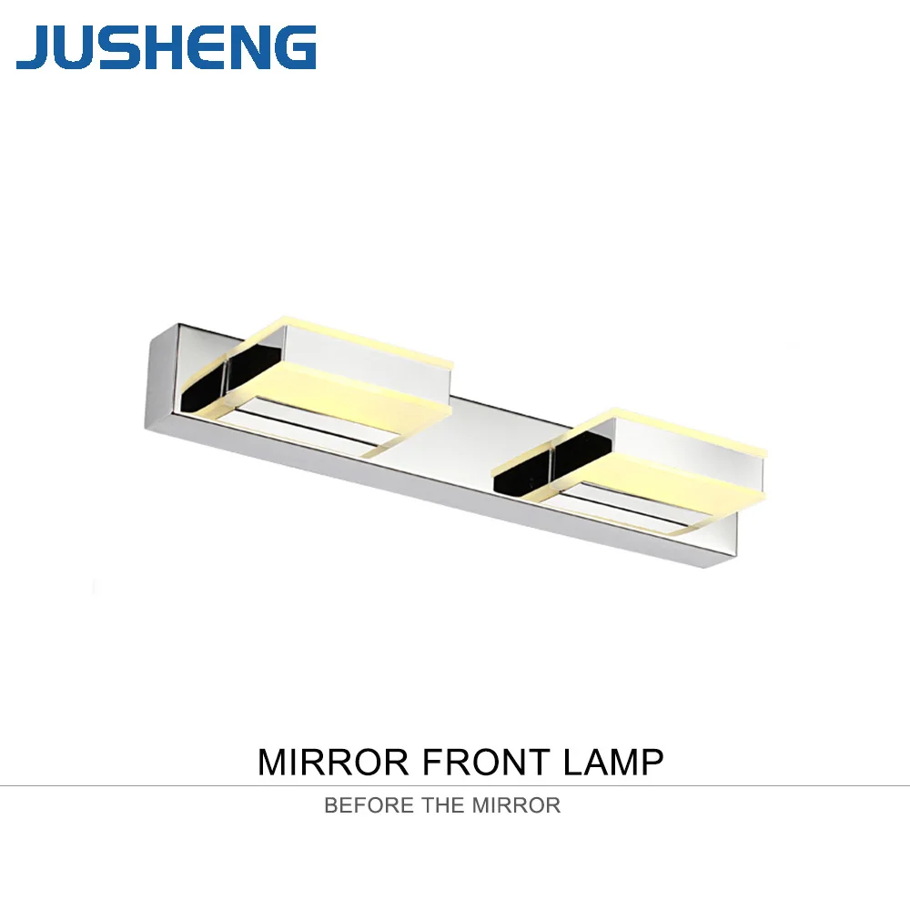 JUSHENG New Modern 2-lights LED Mirror Lamp 8W Bathroom Wall Lighting Fixture Stainless Steel Base Acrylic Lights 32cm | Лампы и