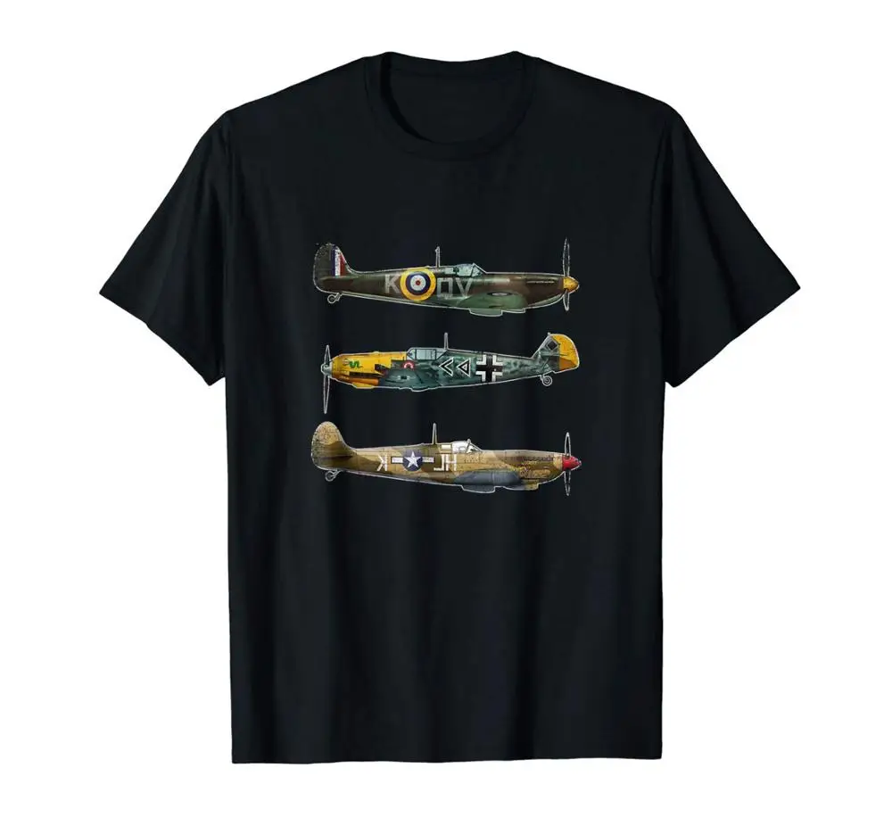 Мужская футболка в подарок Ww2 Warbird Gathering Messerschmitt Mustang Spitfire модная крутая 2019|Мужские