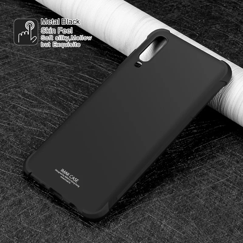 Чехол IMAK Airbag противоударный чехол для samsung Galaxy A70 Мягкий силиконовый чехол для samsung A70 TPU матовый черный - Цвет: Metal Black
