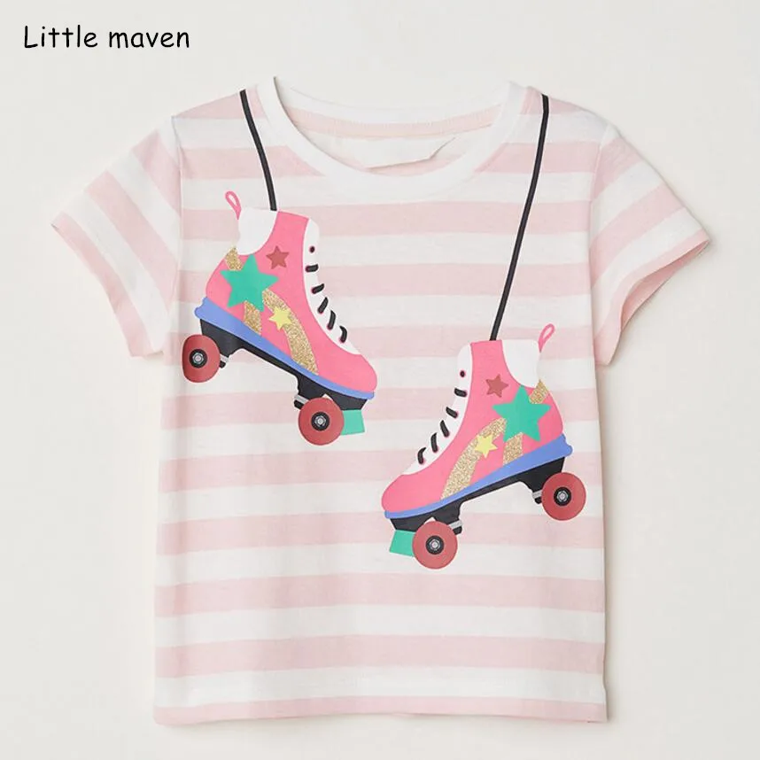 Little maven/Детская летняя одежда 2019 года для маленьких девочек футболки с принтом