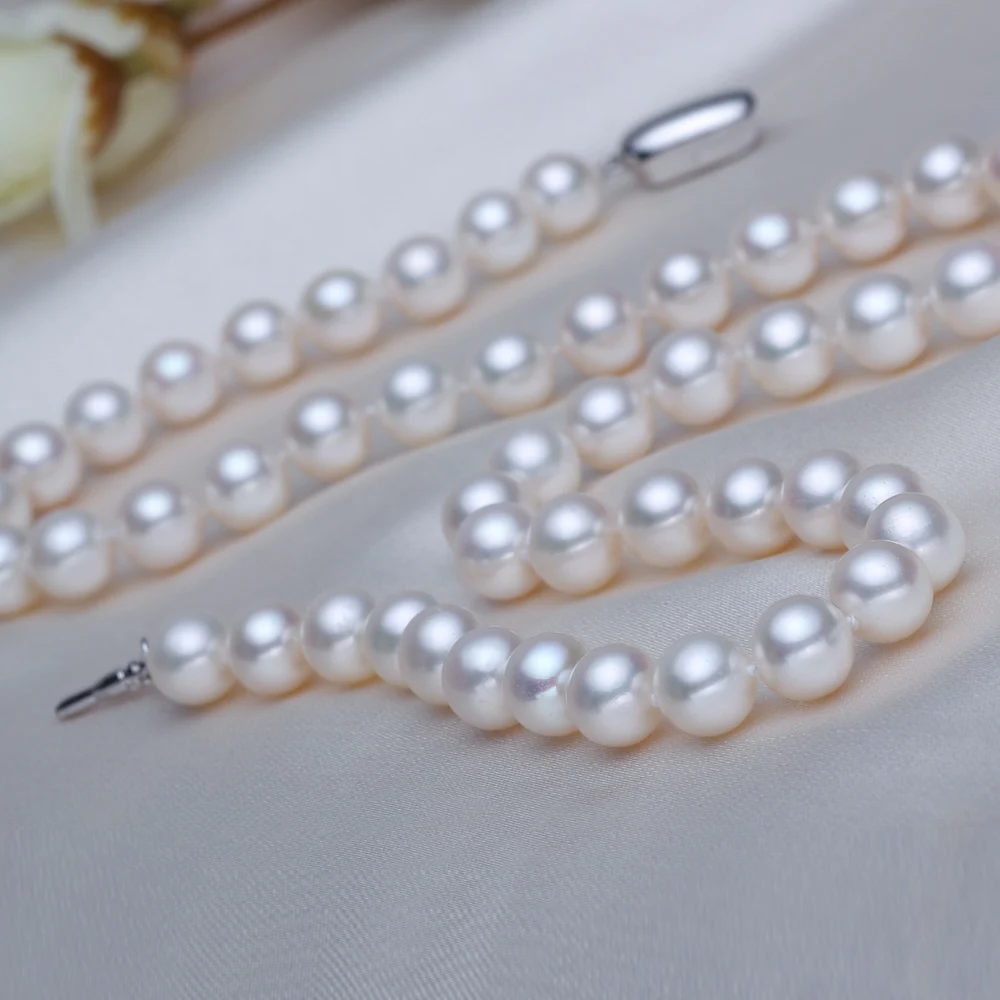 Цепочка из серебра 925 пробы с натуральным пресноводным жемчугом | Украшения и