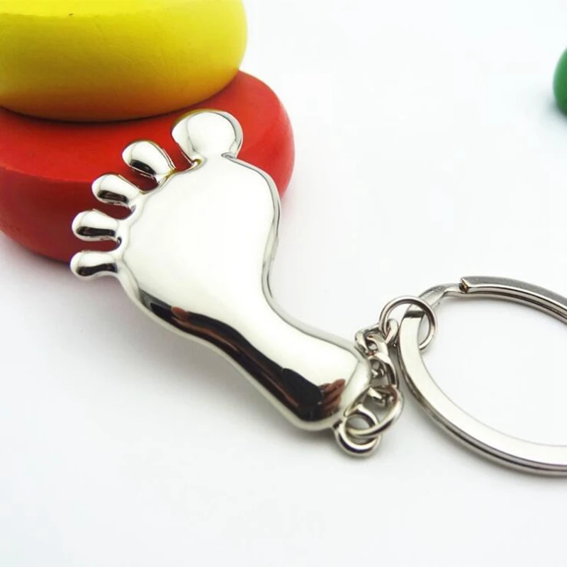 

Alloy Vintage New Silver Smooth Footprints Key Rings Fashion Cool Simple Keychain Pendant Gift For Friends 10PCS 2018