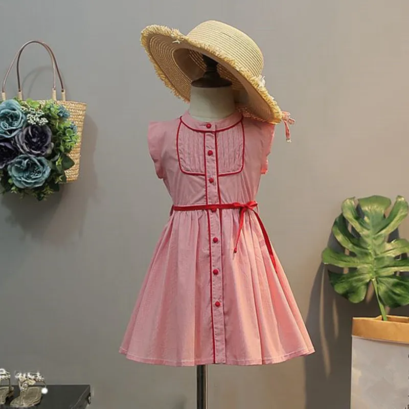 DFXD/платья для маленьких девочек 2018 летние без рукавов с круглым вырезом Soild Цвет