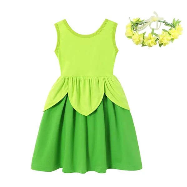 Bell Dress Garland Платье для девочек; детское праздничное платье принцессы; костюмы сказок; одежда с зеленым листом; детское летнее платье для костюмированной вечеринки - Цвет: Bell Dress Garland