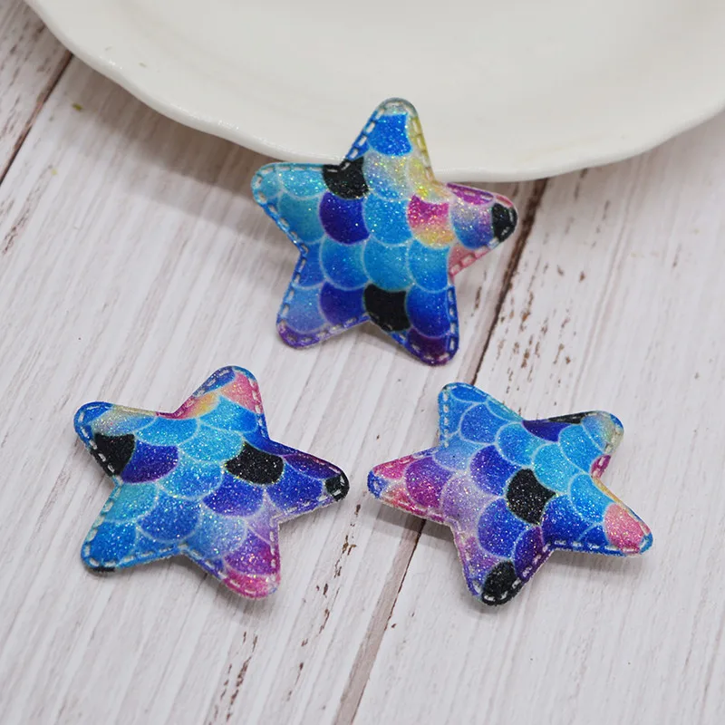 Color No.7-6pcs 4,5 см чешуя Русалки переливающиеся ткани звезды Патчи аксессуары искусственная аппликация «сделай сам» ремесла волос декорированные клипсы - Цвет: Color No.7-6pcs