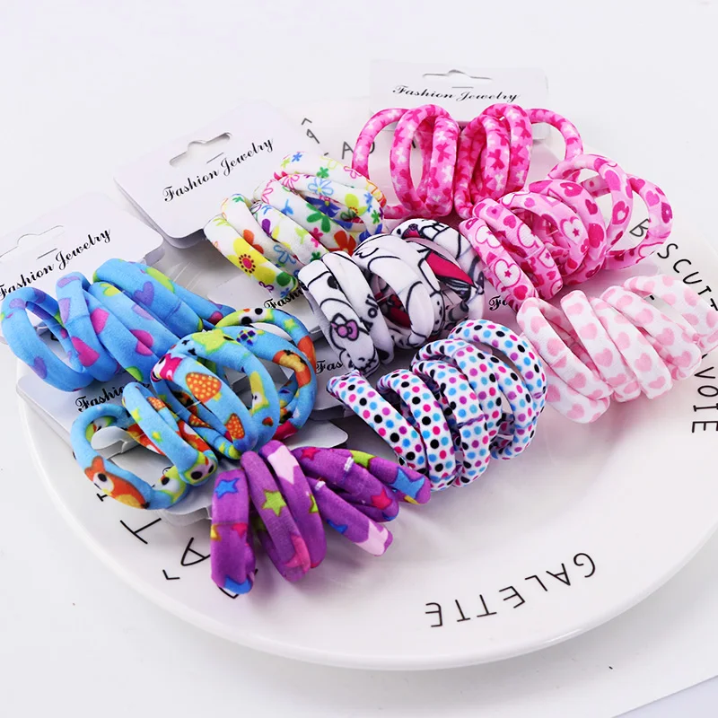 6 шт./компл. и девочек милый цветной принт нейлоновые мягкие эластичные резинки