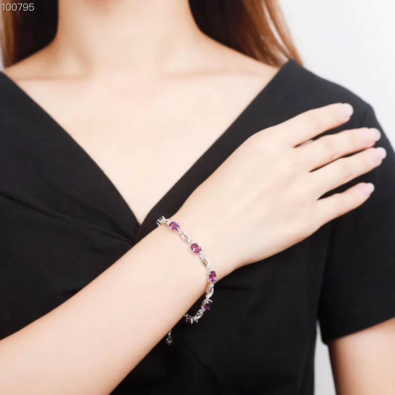 CSJ 100% настоящий браслет из натурального драгоценного камня с аметистом