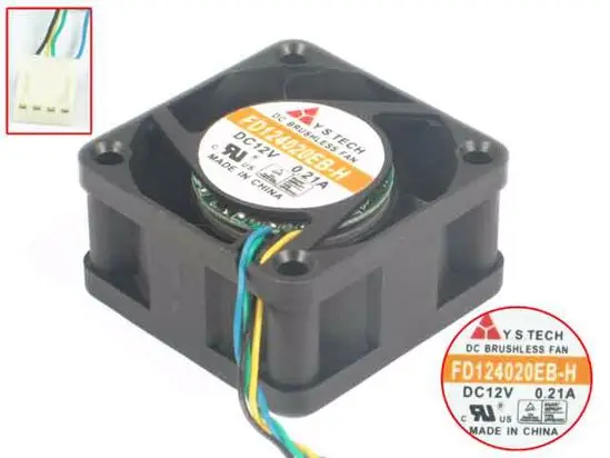 Вентилятор охлаждения сервера Y.S.TECH FD124020EB-H DC 12V 0.21A 4-Wire 40x40x20 мм