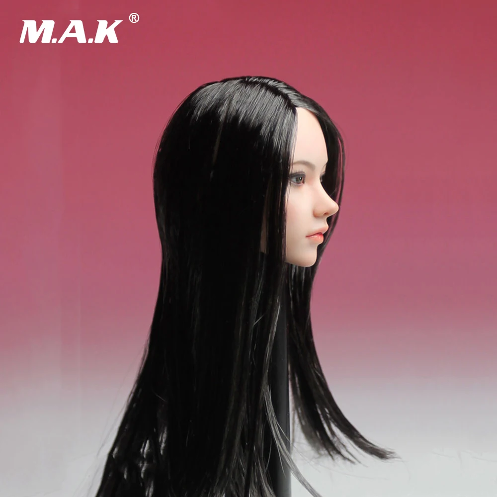 Коллекционная модель SDH002, масштаб 1/6, азиатская женская голова, скульптурная, черная, длинная, прямая/коричневая, длинные, короткие волосы, модель для 12 дюймов, экшн, женское тело