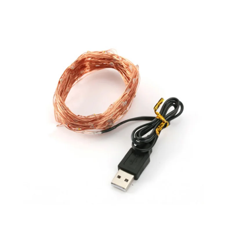 Водонепроницаемый 5 м 10 медный провод USB СВЕТОДИОДНЫЙ светильник s DC в праздничный