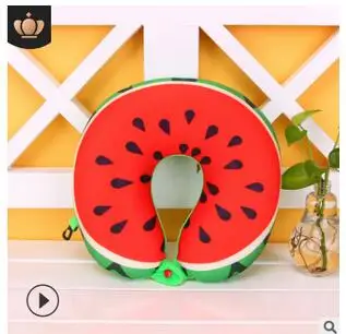 4 watermelon U-образная дорожная подушка для самолета, надувные шейные аксессуары для подушек, 6 цветов, удобные подушки с фруктами для сна, домашний текстиль - Цвет: 4 watermelon