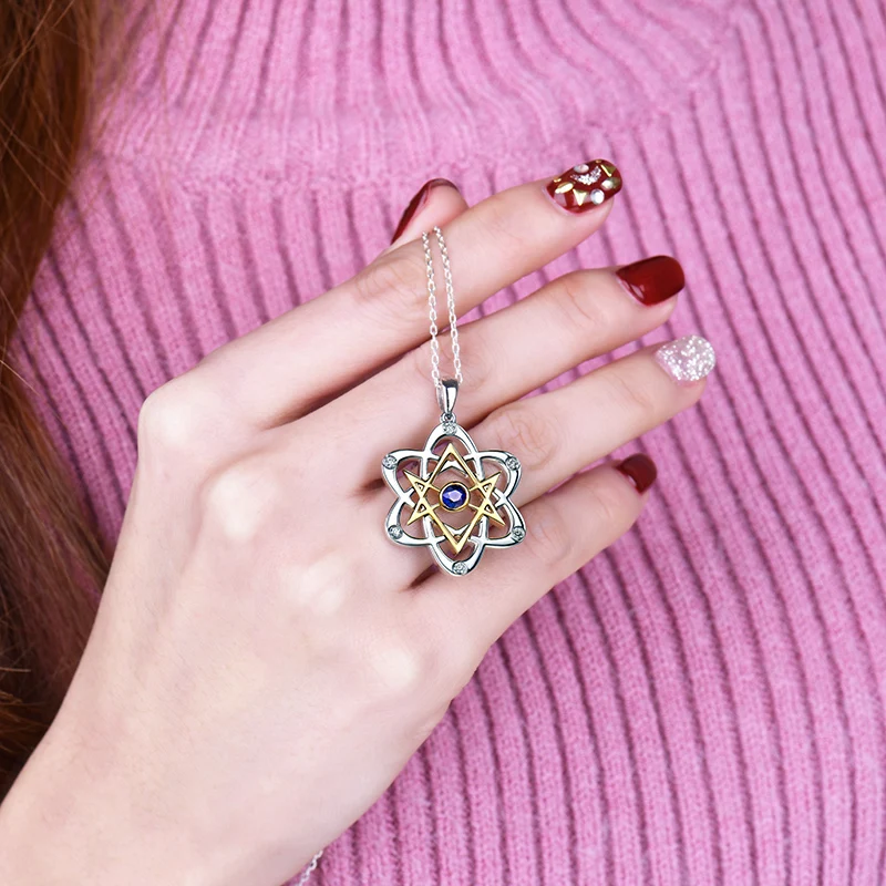 Loverjewlery цельное 18 К многоцветное Золотое бриллиантовое танзанитное обручальное ожерелье с подвеской в форме цветка, хорошее ювелирное изделие WP019