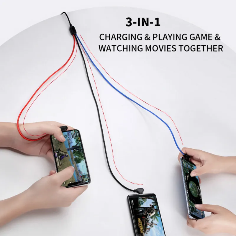 Кабель USB VOXLINK 3 в 1 для iPhone XS MAX нейлоновая оплетка зарядное устройство Шнур Micro Android