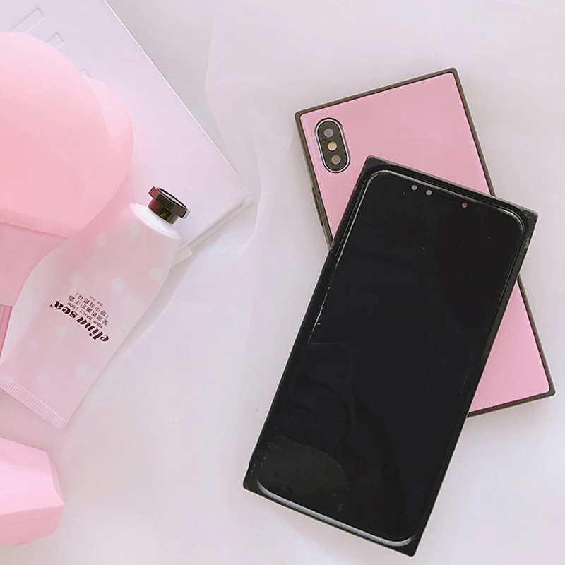 Tfshining Fashion Square Tempered Glass Cell Phone Case for iphone 11 Pro Max X XR XS 6s 7 8 Plus Hard Cute Love Heart Cover | Мобильные