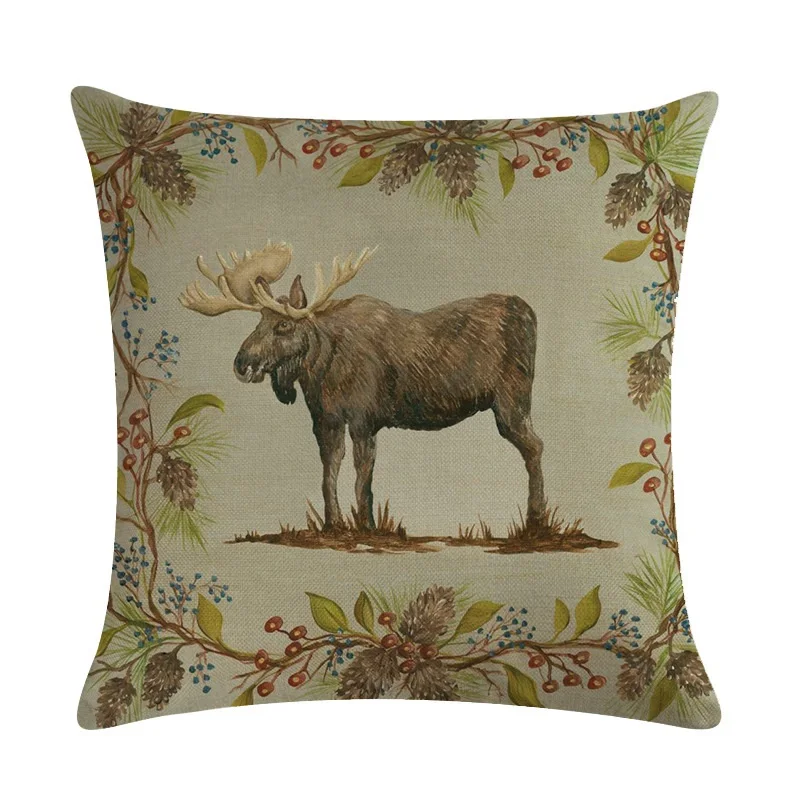 JAYQUERING Rural Trendy Bear Deer Animal Vintage Pillowcase 2019 New Design Flax High Quality Bedding Home Textile Products E482 | Дом и сад