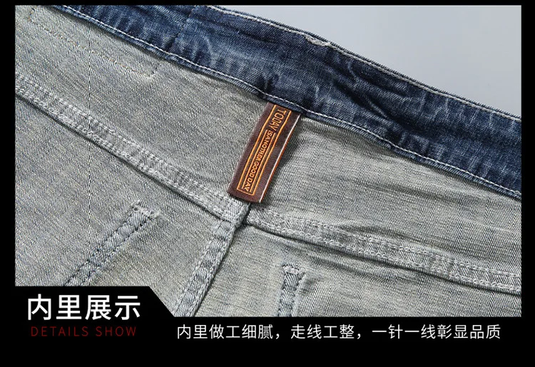 New Brand Summer Blue Color Denim Shorts Fashion Chinese style embroidered Short Ripped Jeans Men Mens Big Size | Мужская одежда