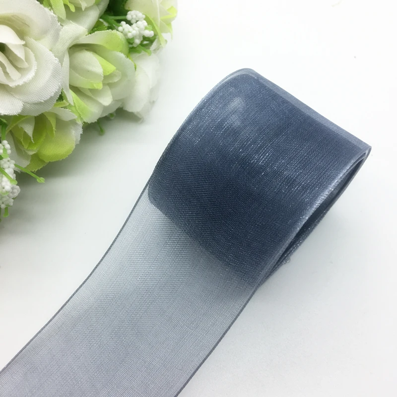 5 ярдов/Партия 1-1/2 &quot(38 мм) серая лента из органзы бант волосы для свадебного