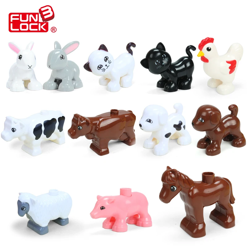 

Funlock Duplo Building Blocks Toys Animal Figure Set 12pcs for Kids Farm Series Assemble Bricks Part Educational Gifts for Kids