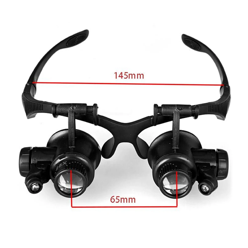 Magnifying Glasses 10x 15x 20x 25x Magnifier Eyewear Loupe Binoculaire Glass With Led Light Jewelry Watch | Инструменты
