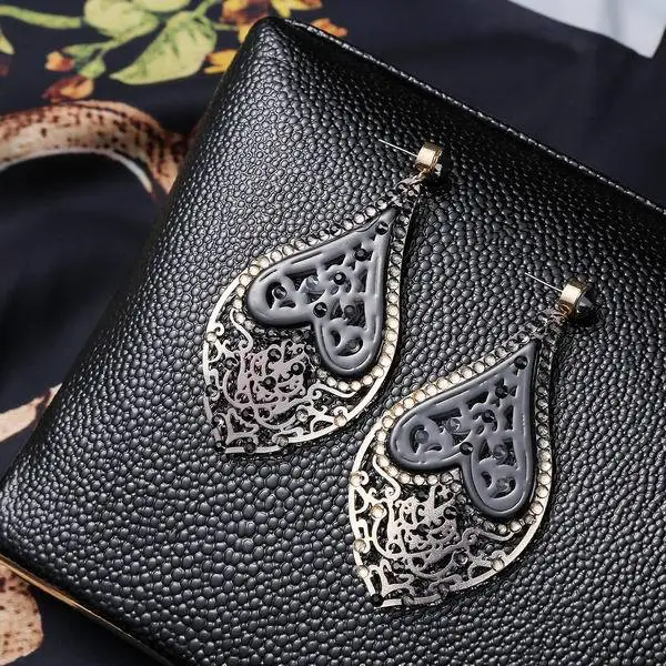 Винтажные черные большие серьги из акрила бижутерия|earrings big|earrings big dropvintage drop earrings