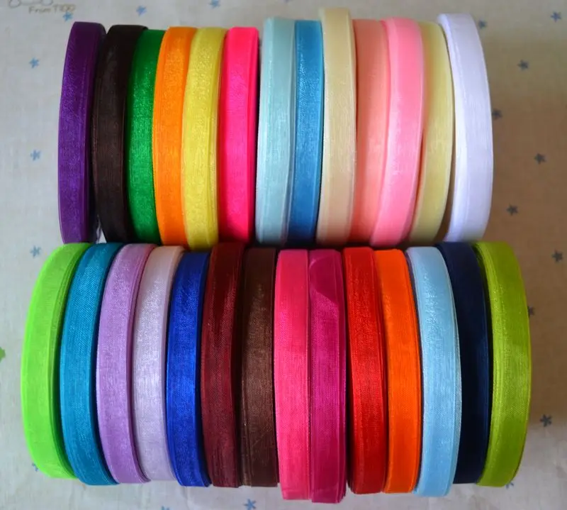 Лента из органзы однотонная 10 мм 300 ярдов|ribbon supplies|ribbon freeribbon origami |