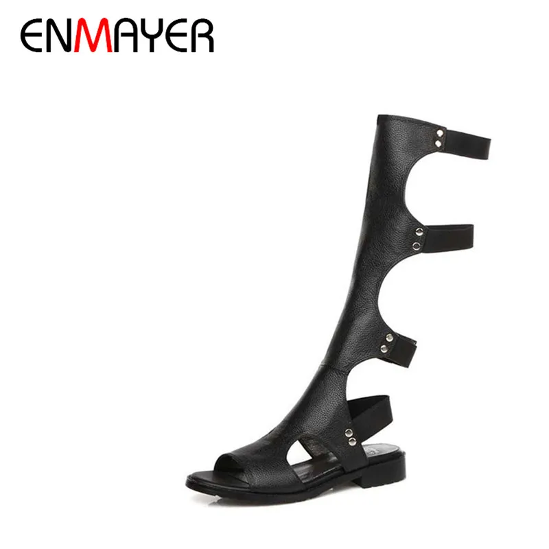 ENMAYER 2016 Women Sandals Summer Sexy Knee High Boots Elastic band Casual Flats Shoes Designer For | Обувь