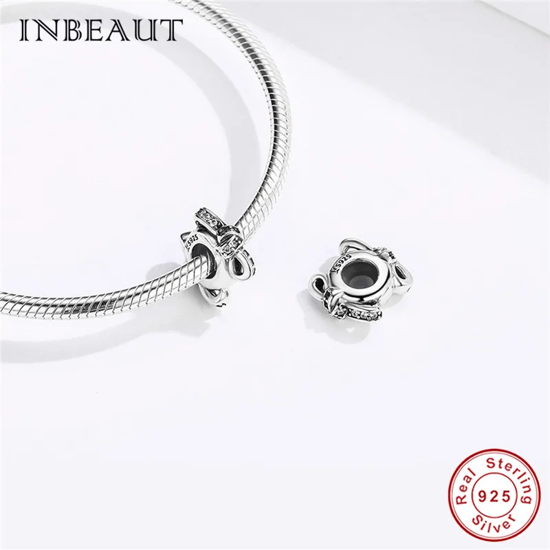 INBEAUT 100% 925 пробы серебро белый CZ лук бусины &quotгалстук&quot пригодное Марка