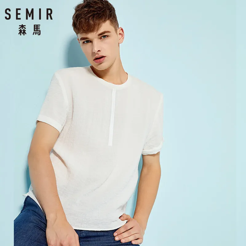 SEMIR рубашка с коротким рукавом мужская 2018 летняя новая белая Корейская версия
