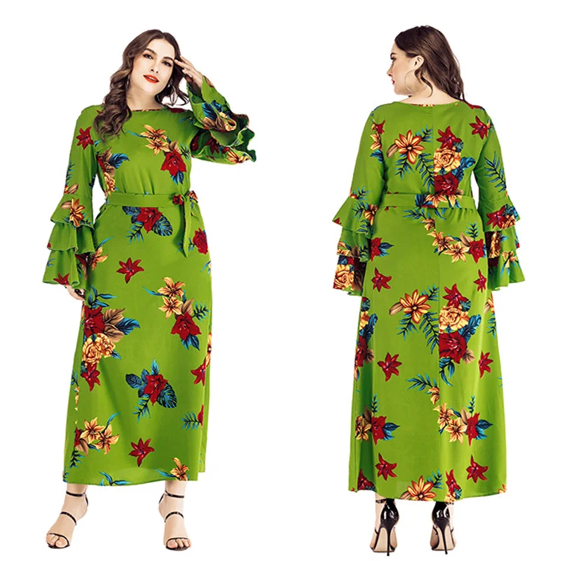 

Women Summer Dress 2019 Elegant Party Night Dress Sexy Vintage Print Plus Size 6XL Maxi Dress