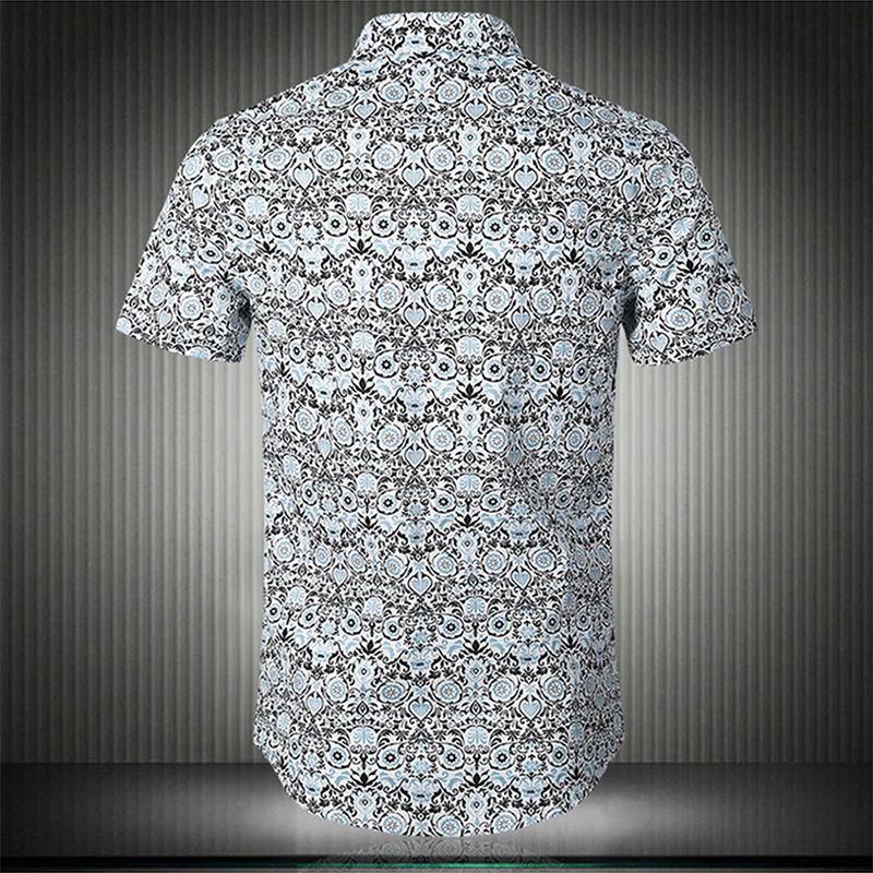 The Latest Traditional pattern Printing Casual Shirt Fashion Men's Slim Fit Floral Short Sleeve Shirt(Plus size 5xl) | Мужская