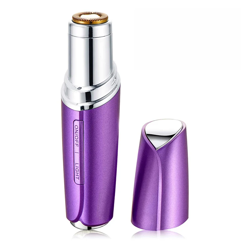purple Электрический эпилятор для волос на лице для женщин, мини-бритва для леди, перезаряжаемый эпилятор для удаления волос на верхней губе и щеках, губная помада, эпилятор - Цвет: purple