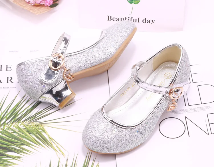 qloblo Kids Girls Wedding Shoes Children Princess Sandals High Heels Dress Shoes Shoes For Girls