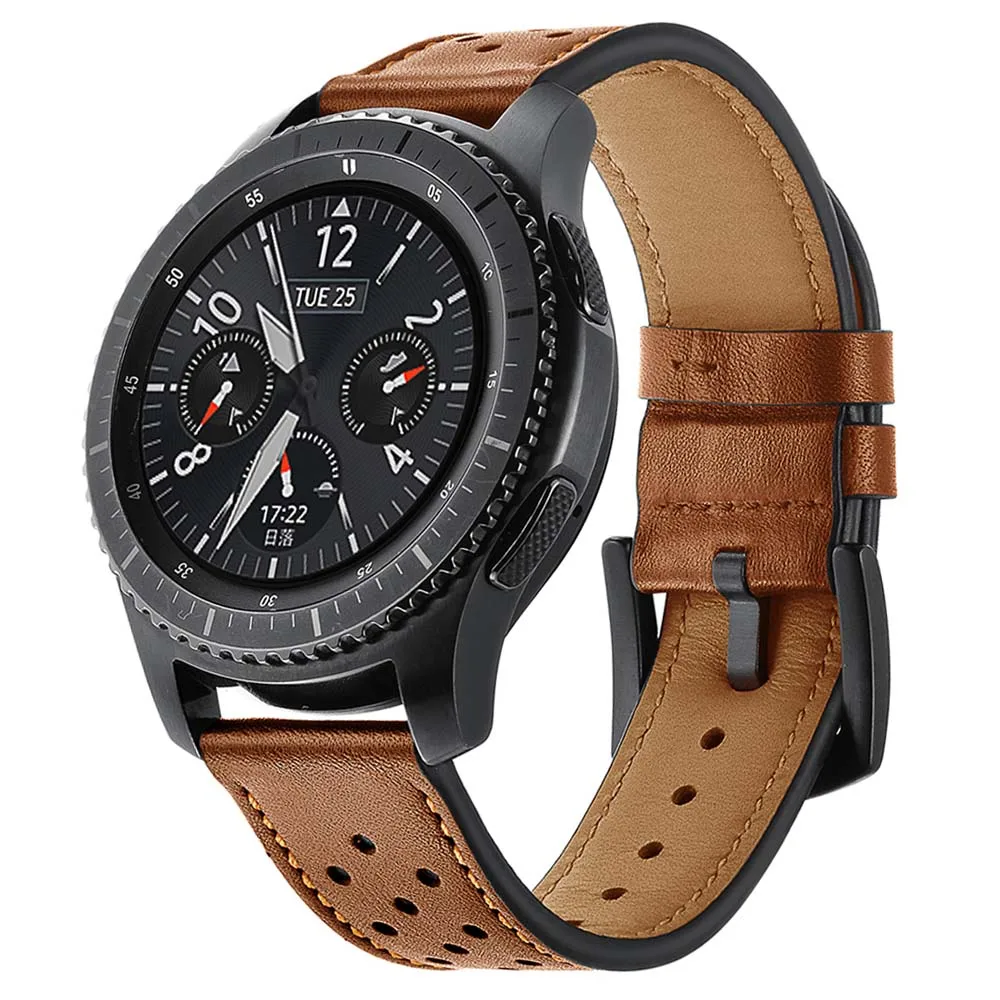 Коричневый Laforuta 22 мм кожаный ремешок для samsung gear S3 Frontier Bnad gear S3 классический Ремешок Браслет Galaxy 46 мм браслет - Цвет ремешка: Коричневый