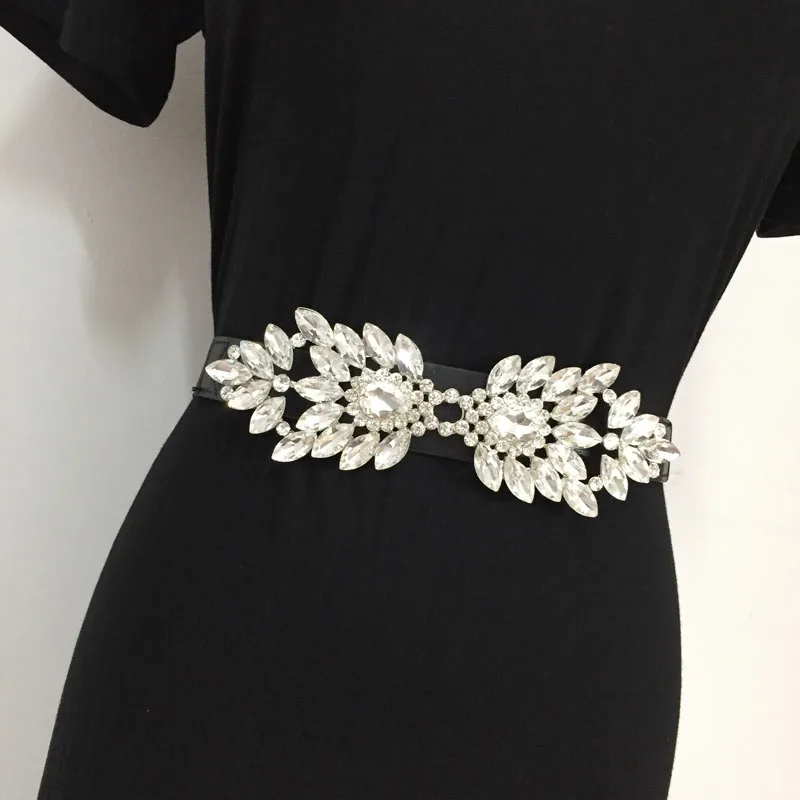 

Luxury Women Belt Fashion Designer bride Waist Belt Rhinestone Crystal Belts Elastic Straps Fashion Waistband Ladies Accessories