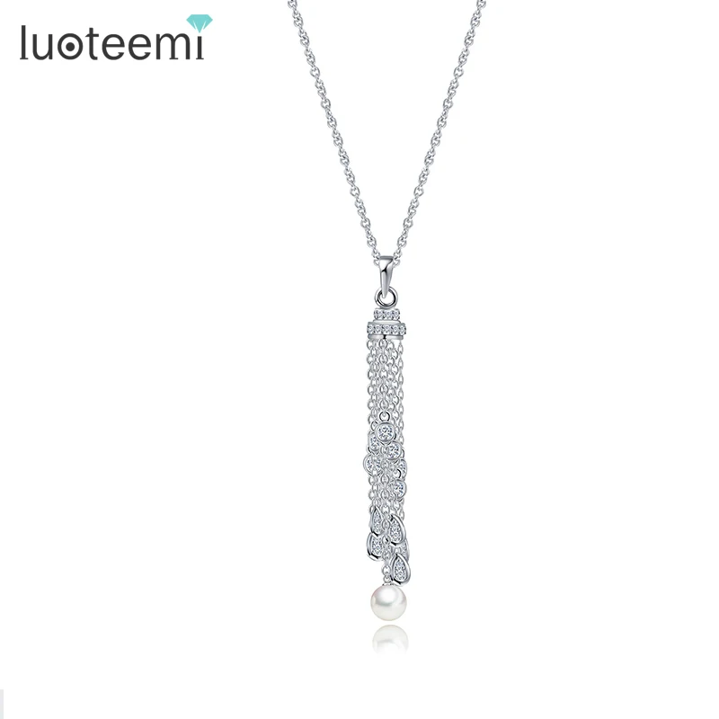 Luoteemi Новый Мода 2016 года Элегантный Искусственный жемчуг кулон длинной кисточкой