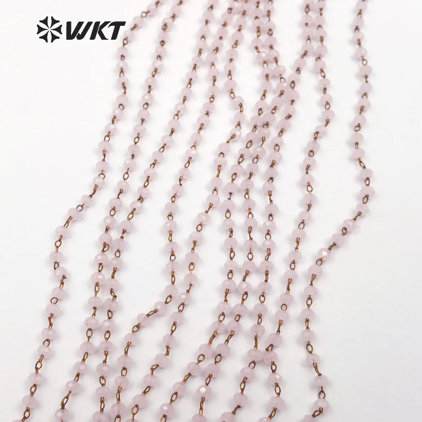 WT-RBC055 WKT 2 мм Хрустальные Бусины цепи граненые светло-розовые цвета четки для diy