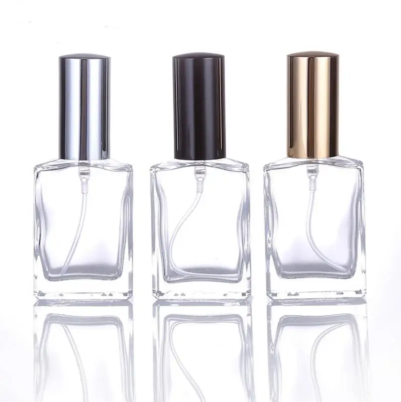 

30ML fashion portable transparent glass perfume bottle with aluminum atomizer empty cosmetic container