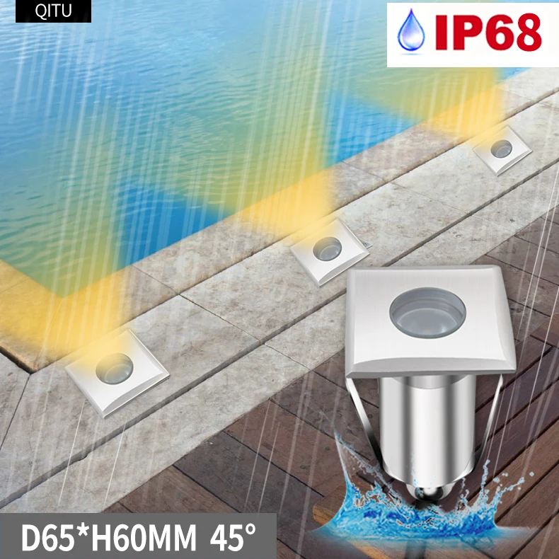 Точечный квадратный светодиодный светильник IP68 водонепроницаемый точечный для