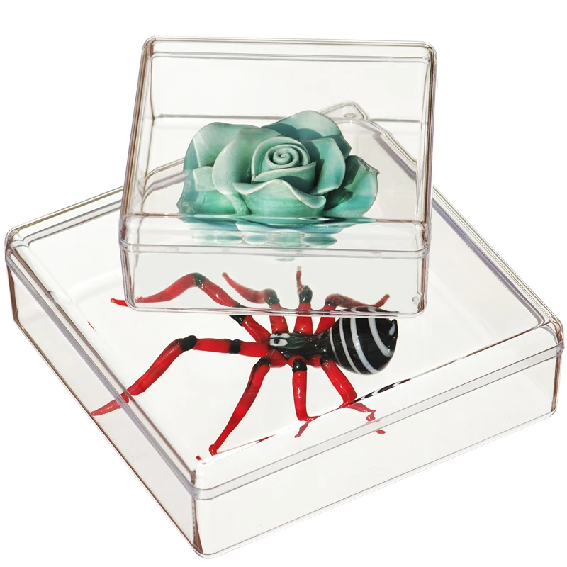 Маленькая прозрачная пластиковая коробка для ювелирных изделий квадратная