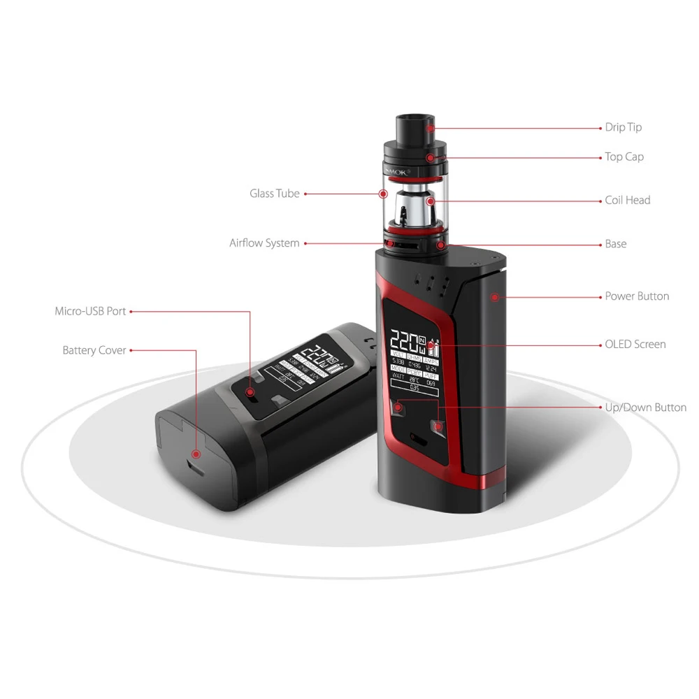 Оригинальный Smok Alien 220 Вт комплект коробка мод с 3 мл TFV8 детский танк электронная