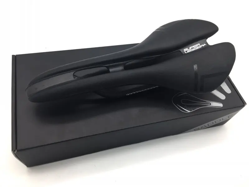 

Aspide Road Bike Saddle Carbon White Black Fiber + Leather Bike Bicycle Seat Saddle Cushion Bow Rail 110-120g