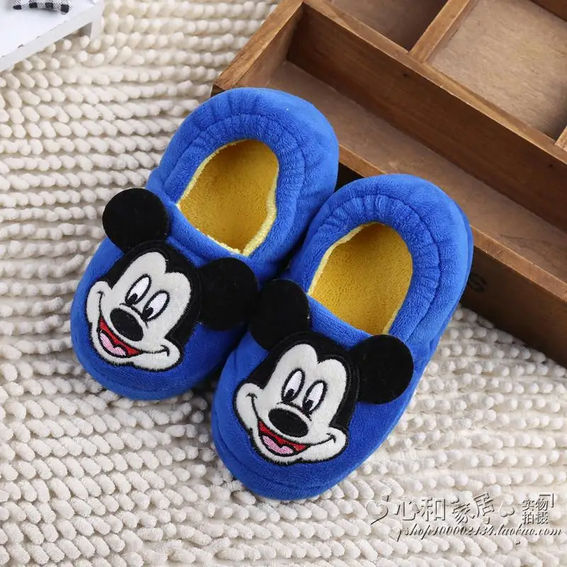 Disney/детская теплая хлопковая обувь с рисунком Минни и Микки; домашняя обувь; нескользящая домашняя хлопковая обувь с мягкой подошвой