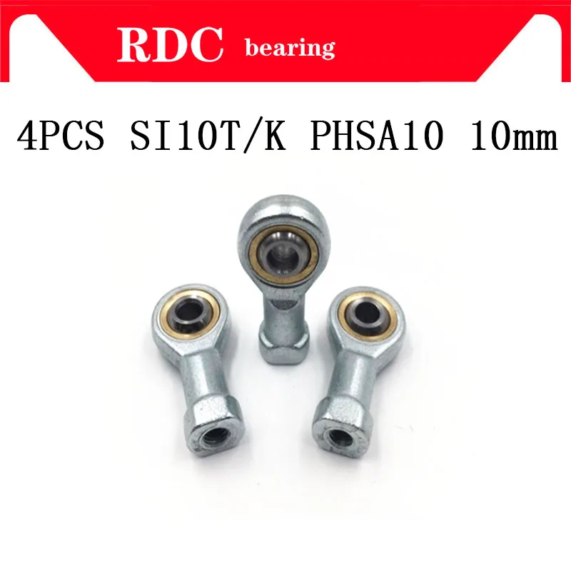 Free Shipping 4pcs 10mm SI10T/K PHSA10 High quality rod end joint bearing metric female right hand thread M10X1.5mm rod end