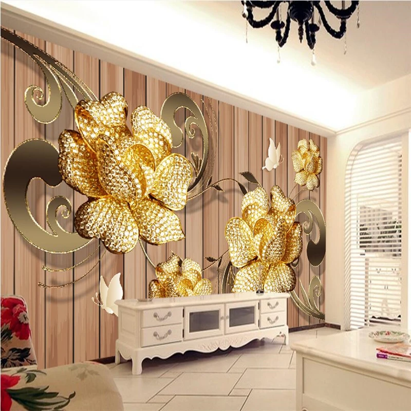 

beibehang Customize any size mural wallpaper luxury atmosphere 3D jewelry flower backdrop wall papel de parede para quarto